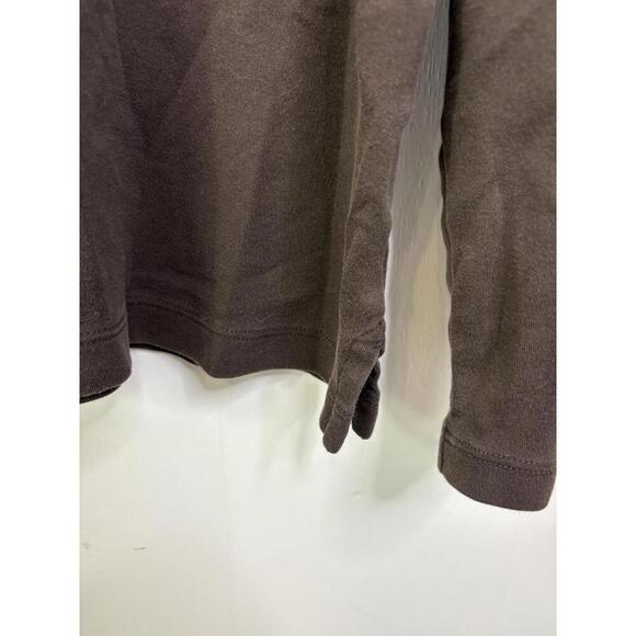 Lands End Shirt Womens Size XL Chocolate Brown Polo Long Sleeve Cotton - Picture 3 of 8